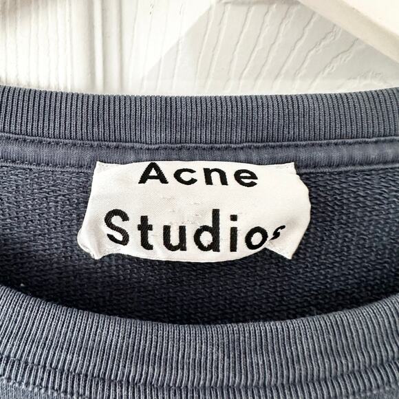 Acne Studios Slate Grey Blue FN-MN-SWEA00033 Crewneck Sweatshirt Medium - Picture 6 of 8